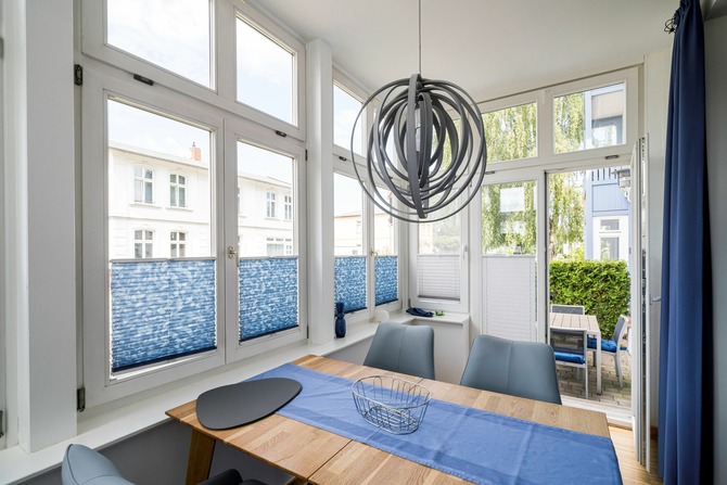 Ferienwohnung in Kühlungsborn - Ostsee-Domizil Sandburg - Wintergarten, Blick zur Terrasse