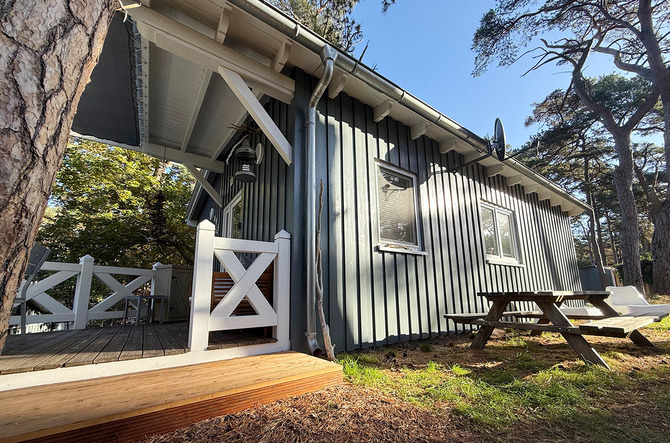 Bungalow in Göhren - Strandkiste Göhren - Aussenansicht, Eingang Terrasse