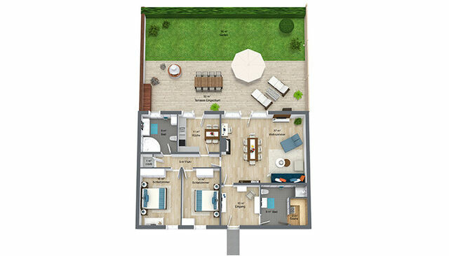 Ferienhaus in Heringsdorf - Insellicht**** BRINKMANNHAUS 4-Sterne - gro&szlig; fast am Strand Sauna Terrasse Grill - Bild 2